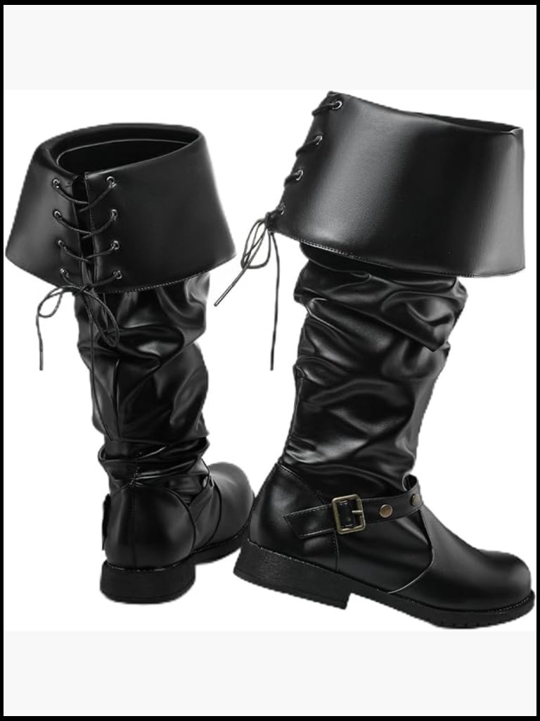 Medieval Pirate Boots Men Renaissance Gothic Cosplay Costume Faux Leather